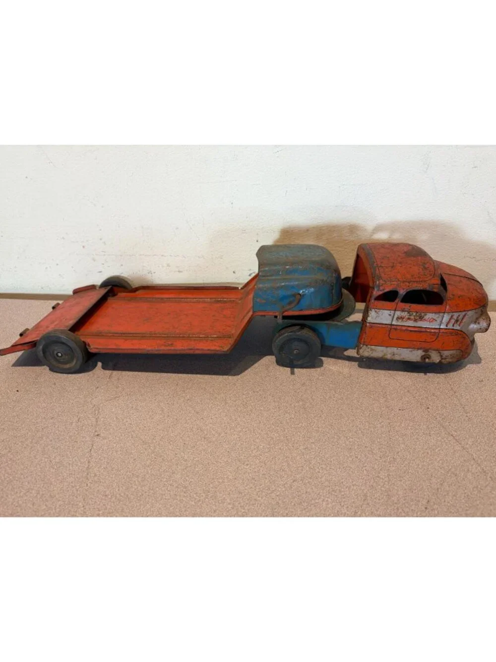 Vintage 1930-40’s Buddy L Wyandotte Express Press Steel Truck & trailer large!